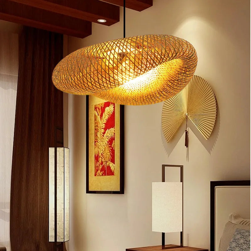 Pendente Elsiuna - Rattan e Bambu - ilha de cozinha japandi