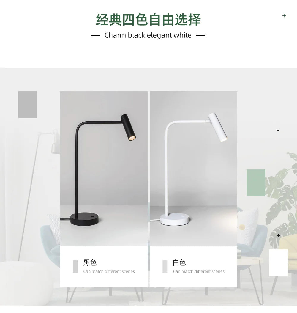 Luminária de Mesa Metal Minimalista para Hotel e Quarto – Designer