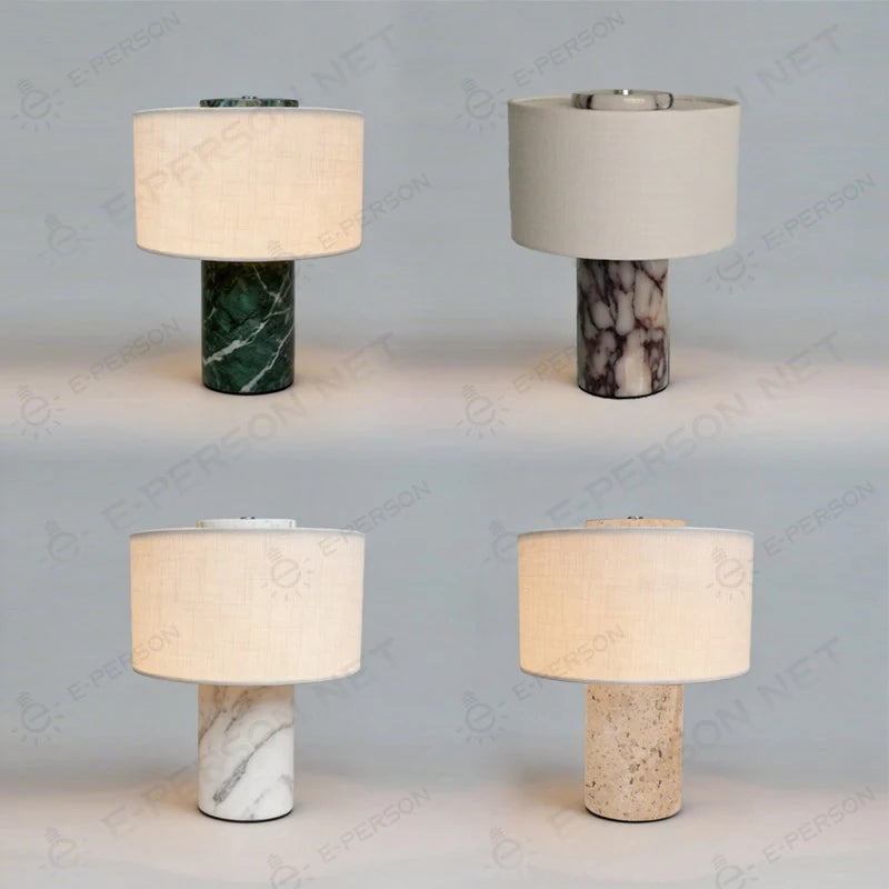 Luminária Mármore Abajur Tecido Decorativa Sala Quarto