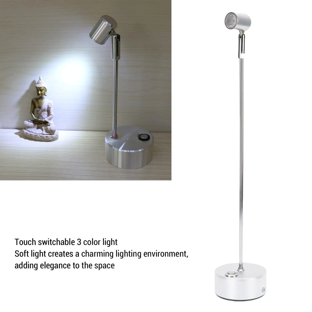 Spot de Mesa 3W Recarregável Touch – 3 Cores para Joalheria e Vitrine