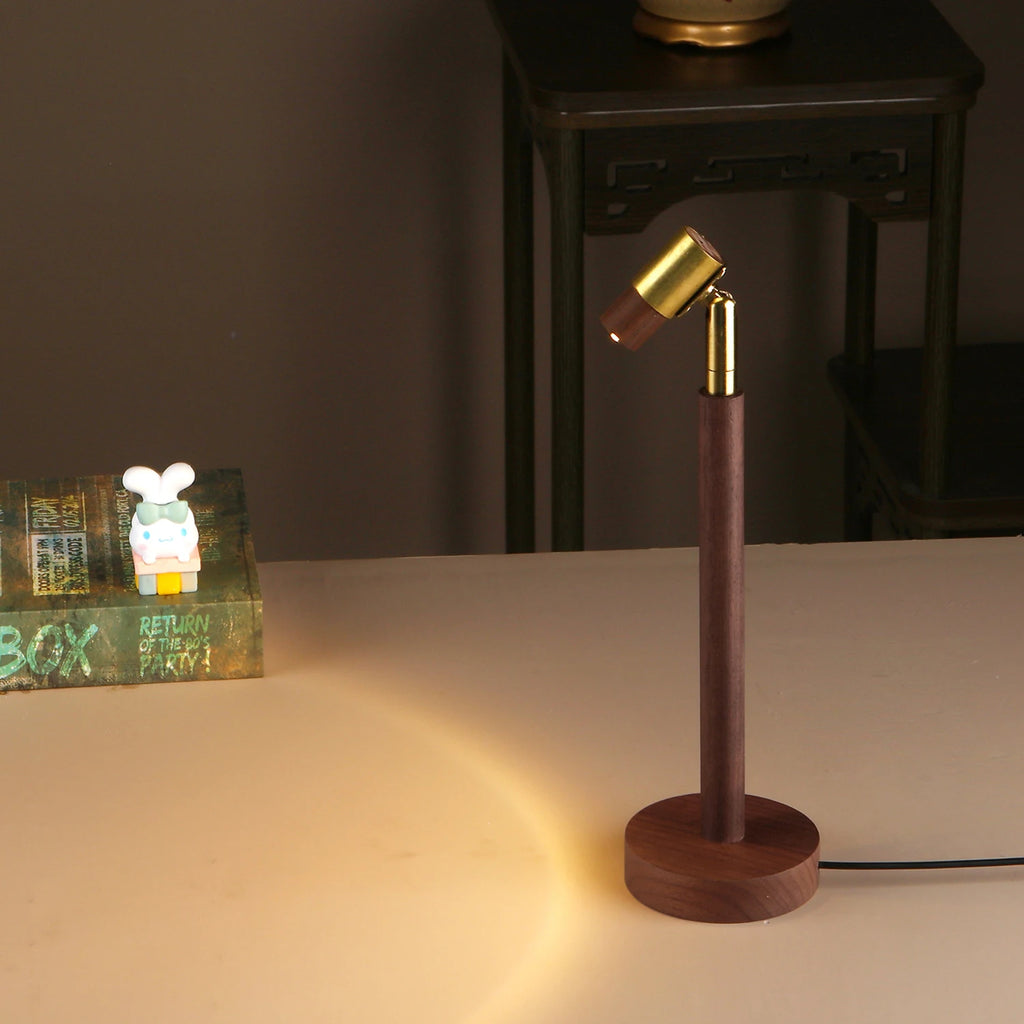 Luminária de Mesa Madeira USB com Ângulo Regulável – Luz Noturna
