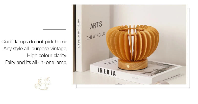 Luminária Nórdica Plissada Madeira USB 220V Arte Quarto
