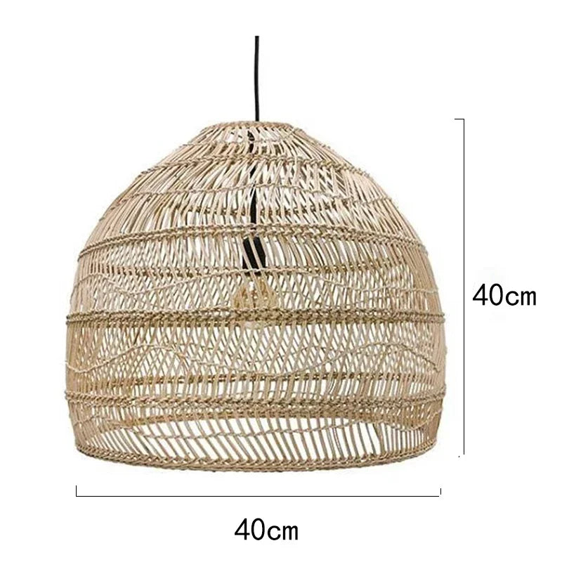 Pendente Elleara - Rattan e Linho - ilha de cozinha boho natural