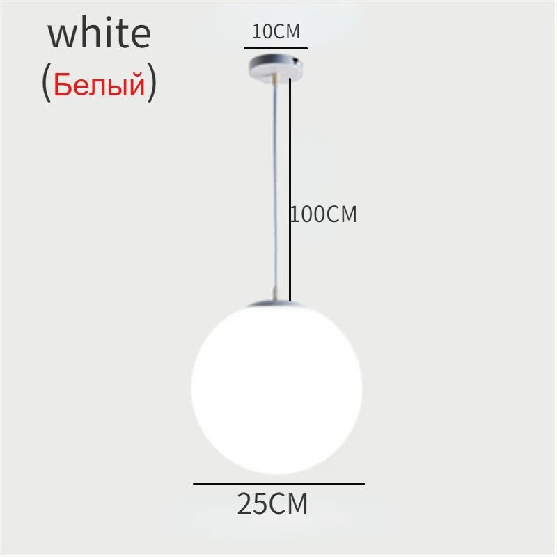 Pendente Bola de Vidro Branco LED