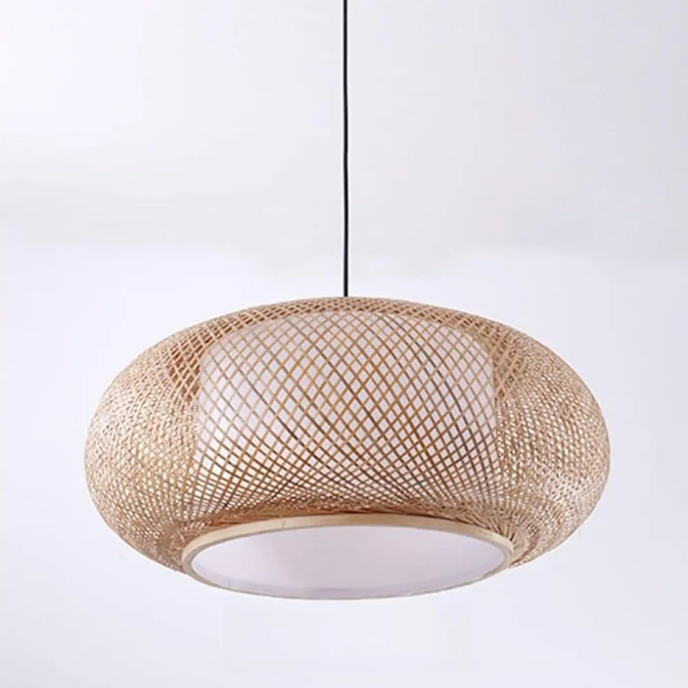 Pendente Artesanal de Bambu Trançado 40/50cm — Estilo Clássico E27