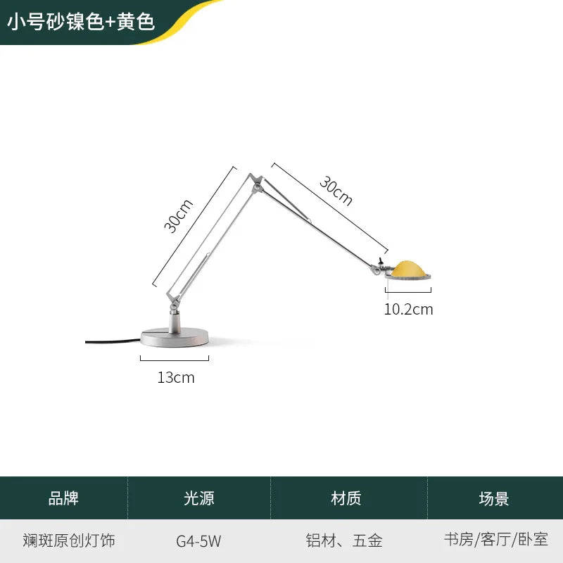 Luminária de Mesa Industrial Braço Articulado Vidro e Alumínio G4 LED