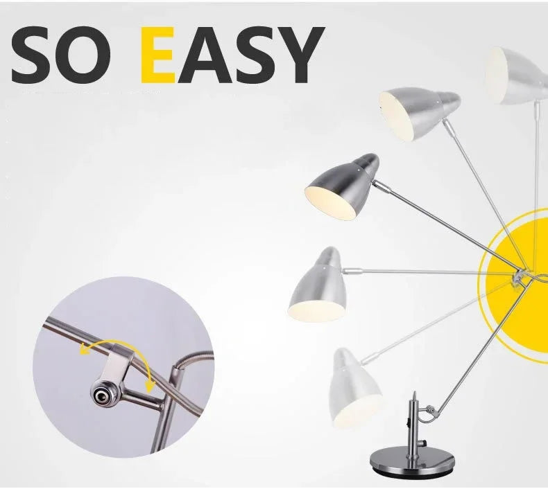 Luminária de Mesa Braço Articulado Alumínio Flexível com Lâmpada E27 LED