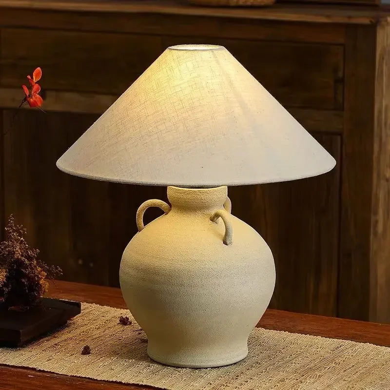 Luminária Cerâmica Wabi-Sabi Linho Cabeceira Sala Design