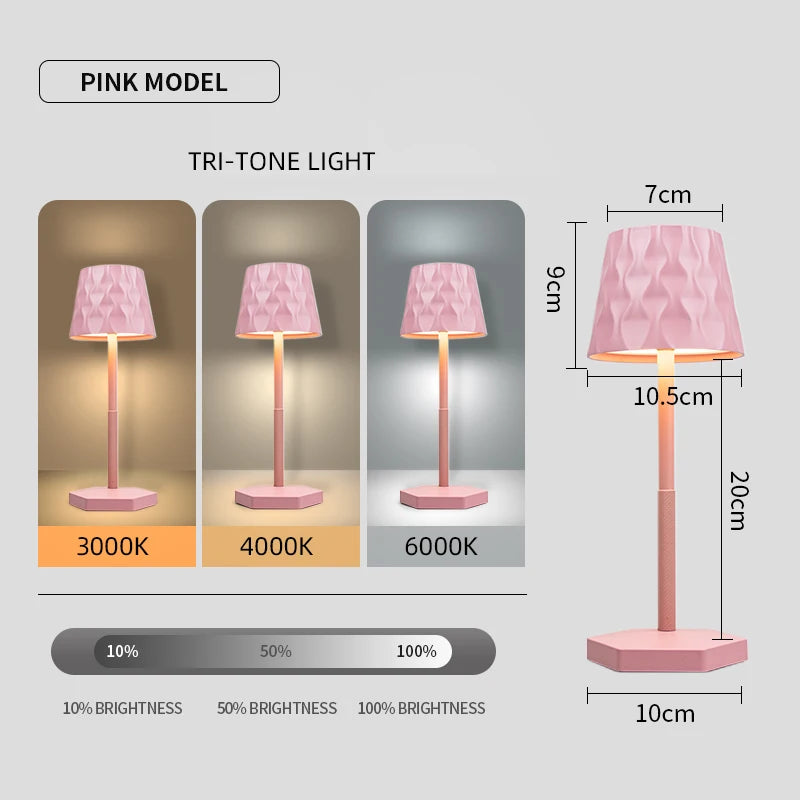 Luminária Touch Ondas Sem Fio 3 Cores LED Recarregável