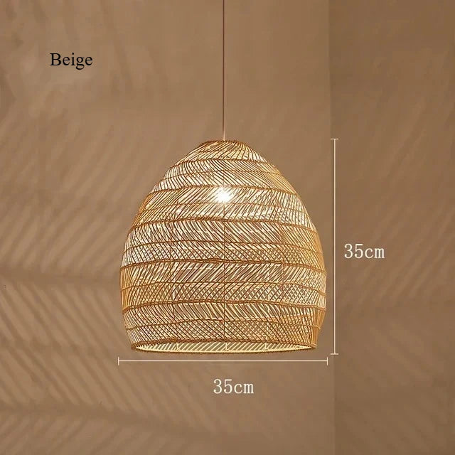 Pendente Elroa - Rattan e Linho - hall boho natural