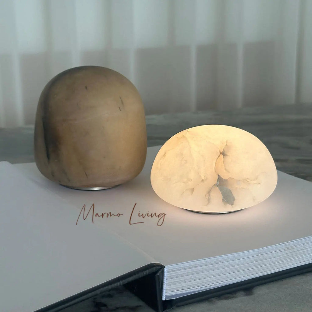 Luminária de Mesa em Mármore Natural Recarregável – Sala e Quarto de Luxo