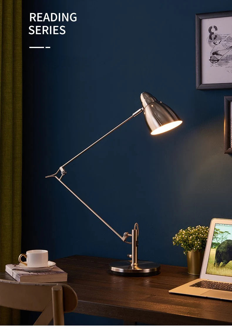 Luminária de Mesa Braço Articulado Longo Alumínio E27 – Escritório e Leitura