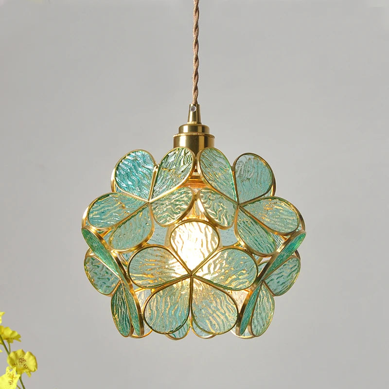 Pendente Floral de Vidro Luxuoso LED