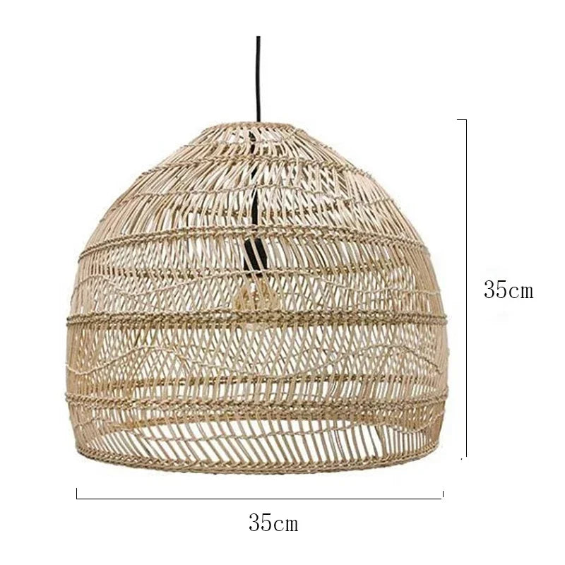 Pendente Elleara - Rattan e Linho - ilha de cozinha boho natural