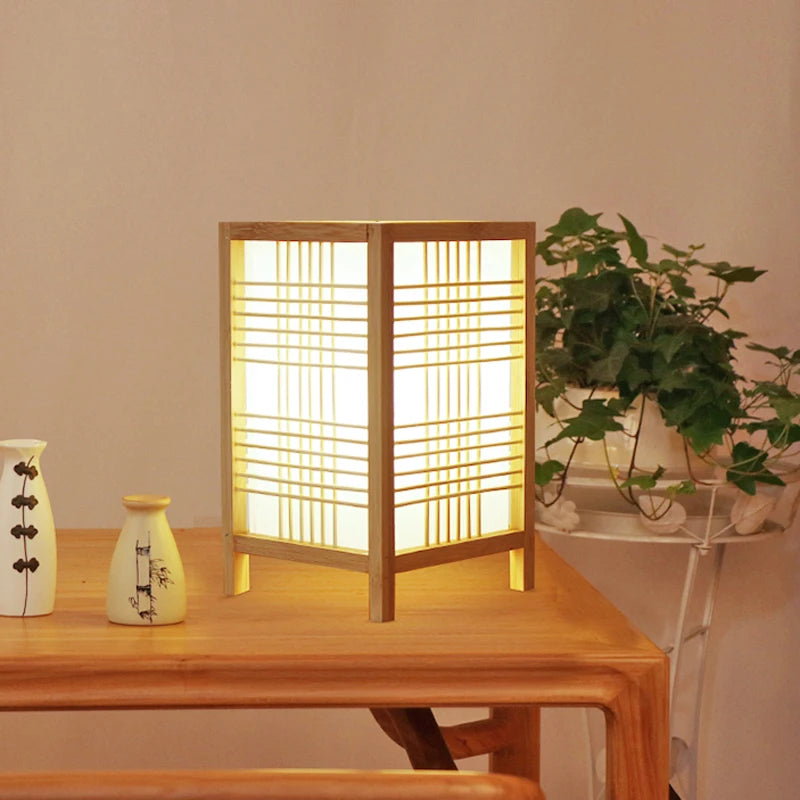 Luminaria de Mesa Avroa - Bambu e Linho - mesa lateral japandi