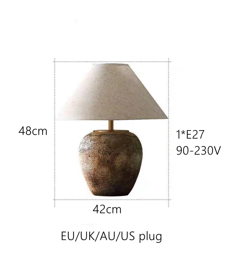 Abajur Avsiia - Ceramica Artesanal e Linho - cabeceira wabi-sabi