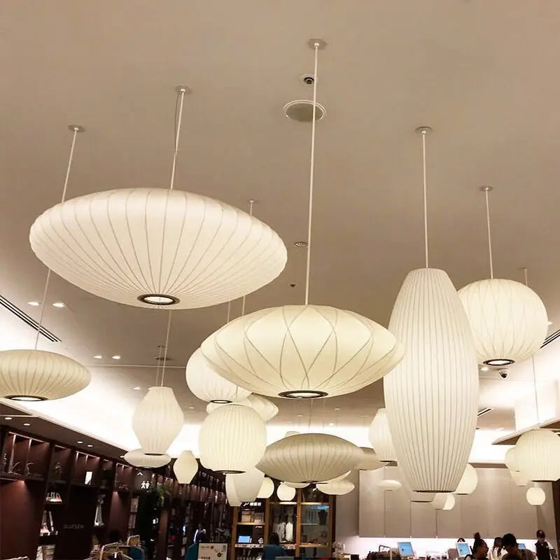 Pendente Lanterna de Tecido Branco LED
