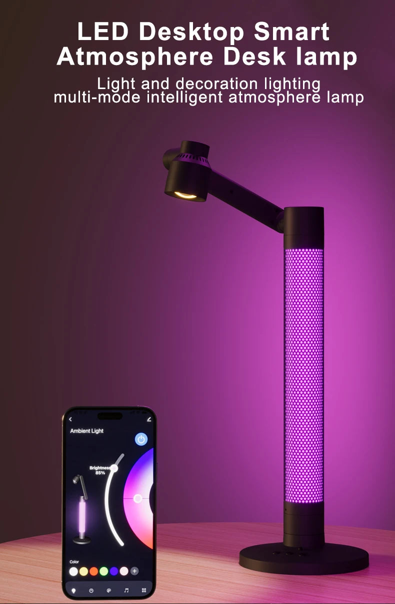 Luminária de Mesa Inteligente WiFi Tuya com Proteção Ocular – Rotacional