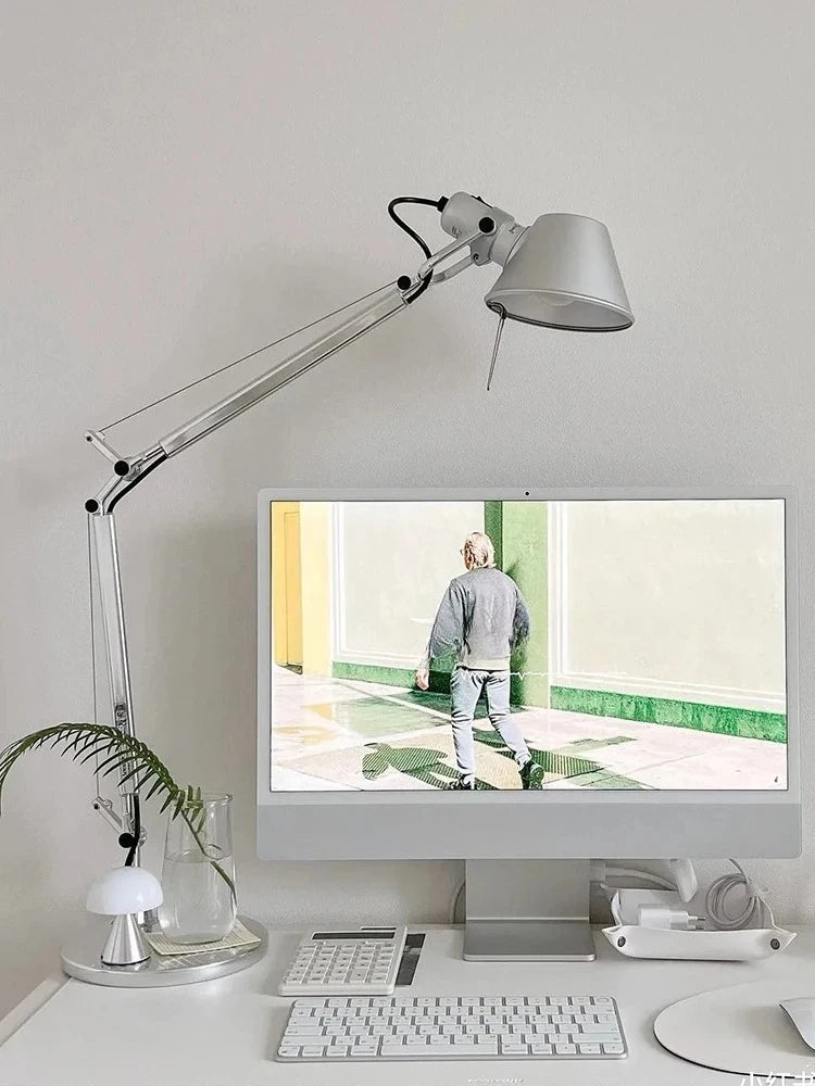 Luminária de Mesa Dobrável Braço Retrátil – LED Proteção Ocular Escritório