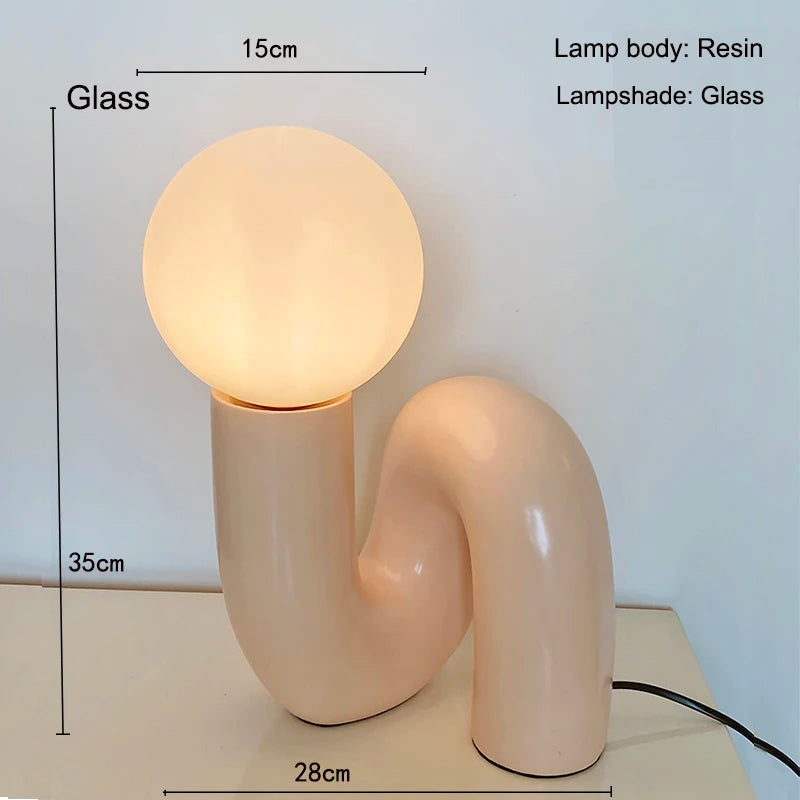 Luminária de Mesa Resina Retrô Artística – Decorativa para Quarto e Sala