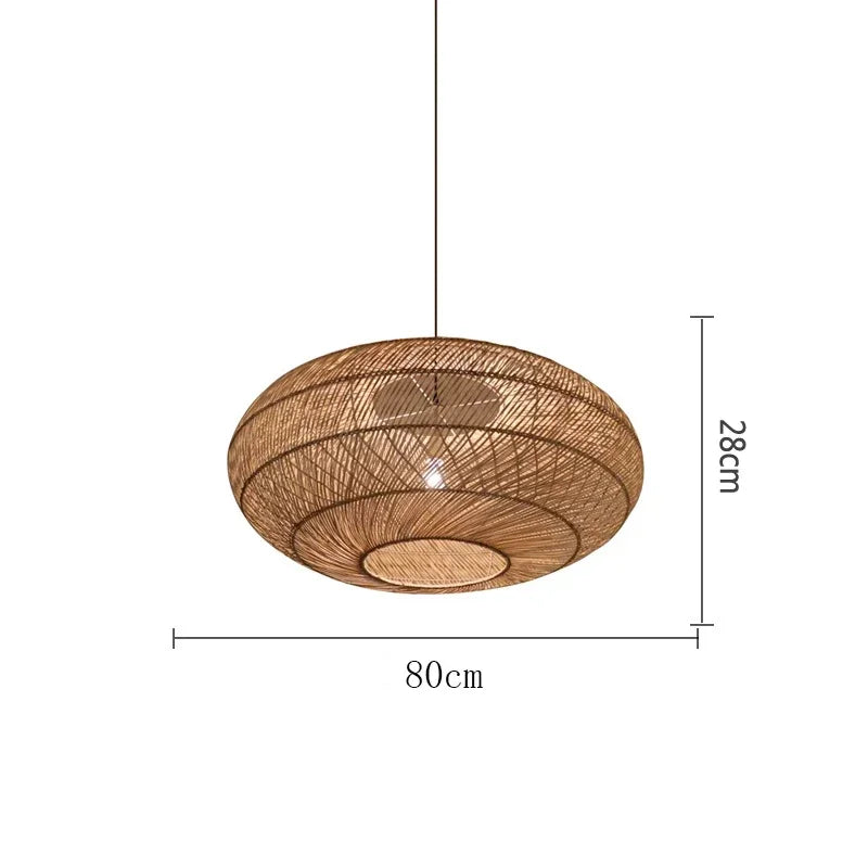 Pendente Elleara - Rattan e Linho - ilha de cozinha boho natural