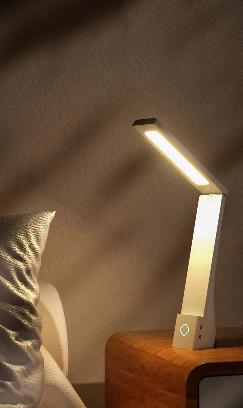 Luminária de Mesa LED Dobrável Recarregável – Proteção Ocular para Estudos