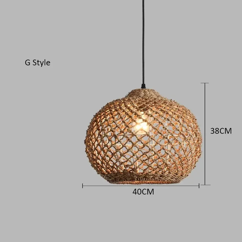 Pendente Elroe - Rattan e Bambu - quarto japandi