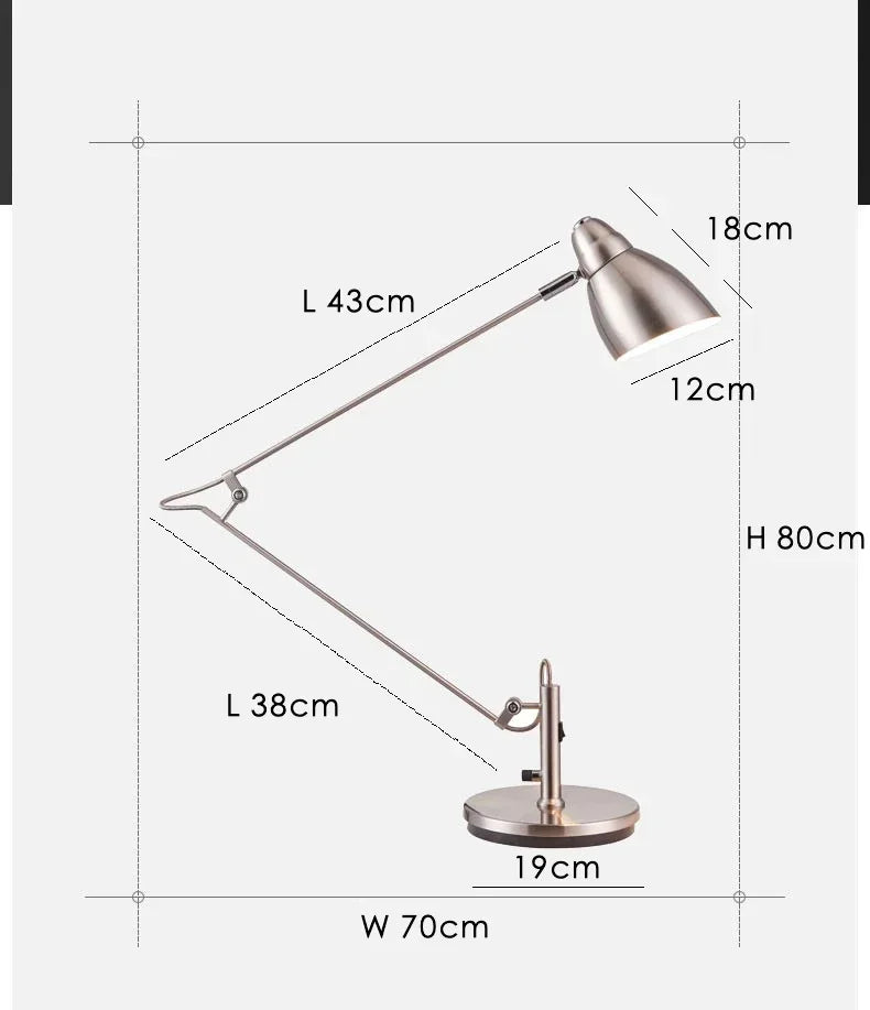 Luminária de Mesa Braço Articulado Alumínio Flexível com Lâmpada E27 LED