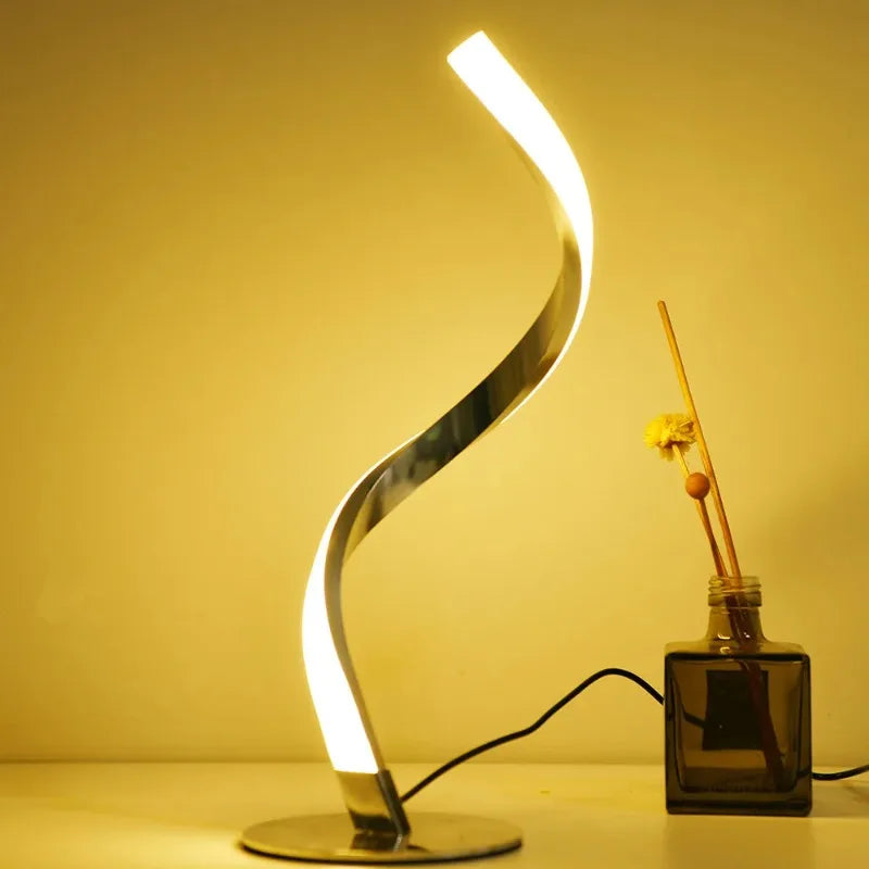Luminária de Mesa Espiral Minimalista Luxo – Atmosfera para Sala e Quarto