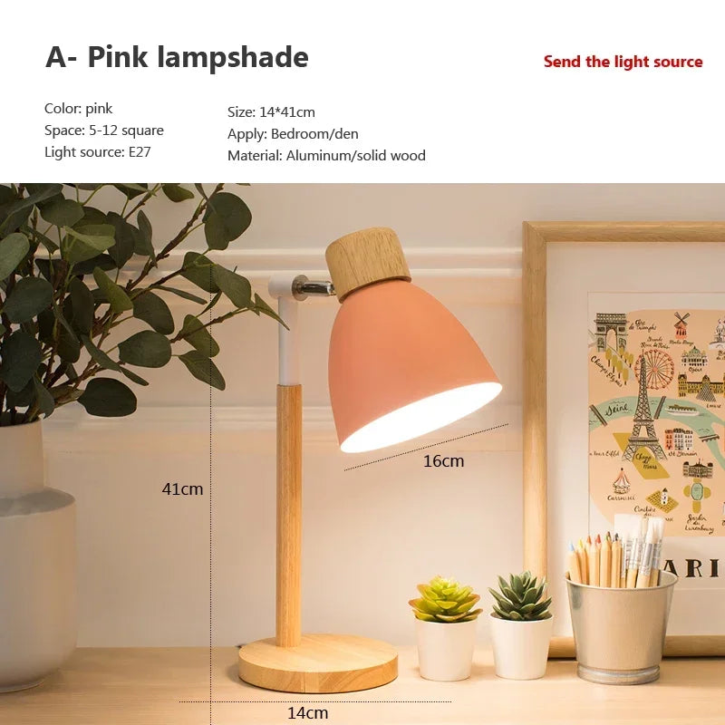 Luminária de Mesa Madeira Nórdica LED Giratória – Leitura e Decoração