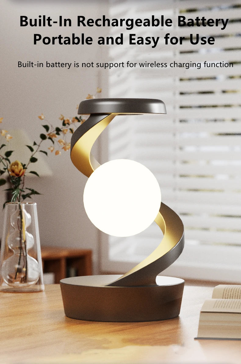 Luminária de Mesa Flutuante com Carregador Sem Fio 15W e RGB