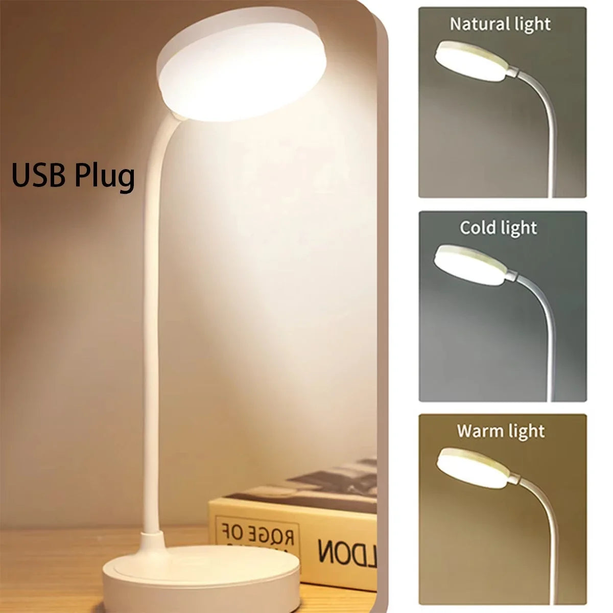 Luminária de Mesa LED USB Flexível com Dimmer 3 Níveis – Proteção Ocular
