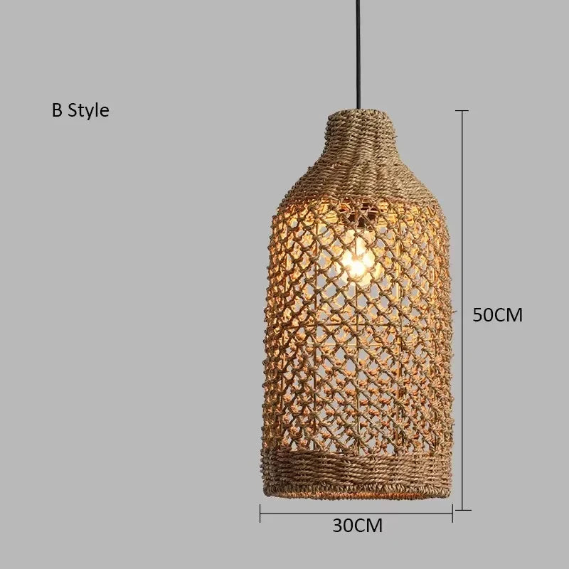 Pendente Elroe - Rattan e Bambu - quarto japandi