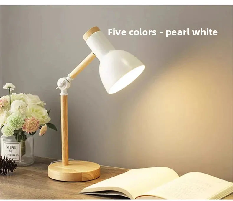 Luminária de Mesa Madeira Nórdica Criativa com LED Giratório – Cabeceira