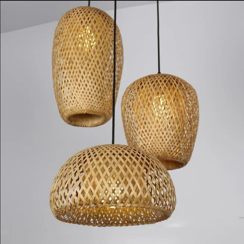 Pendente de Bambu Feito à Mão Estilo Chinês para Sala e Restaurante