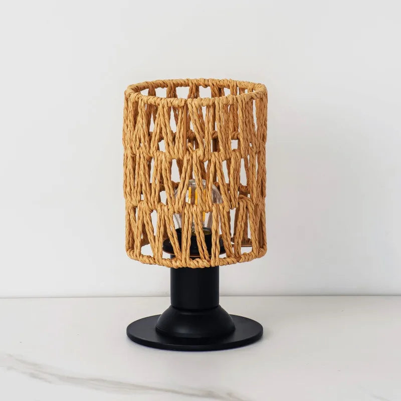 Luminaria de Mesa Avleara - Linho e Metal Escovado - escritorio boho natural