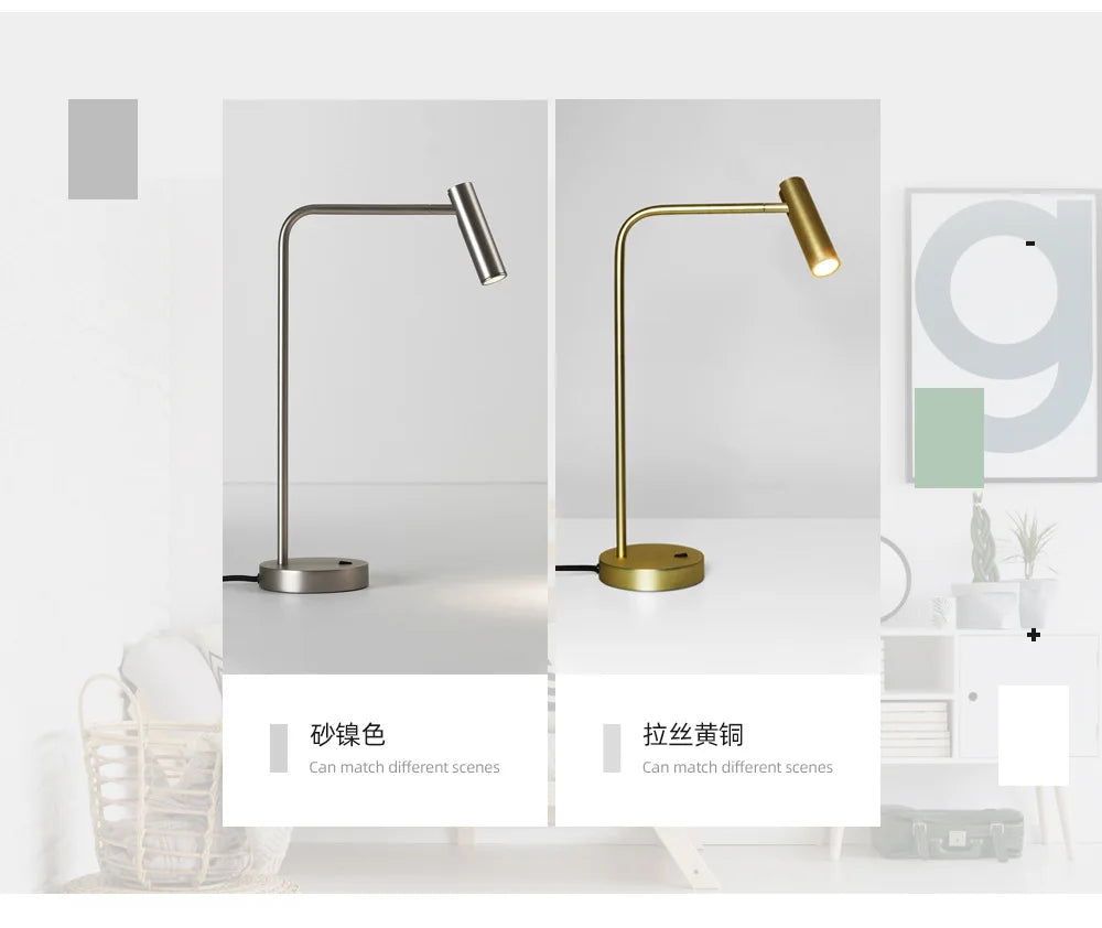 Luminária de Mesa Metal Minimalista para Hotel e Quarto – Designer