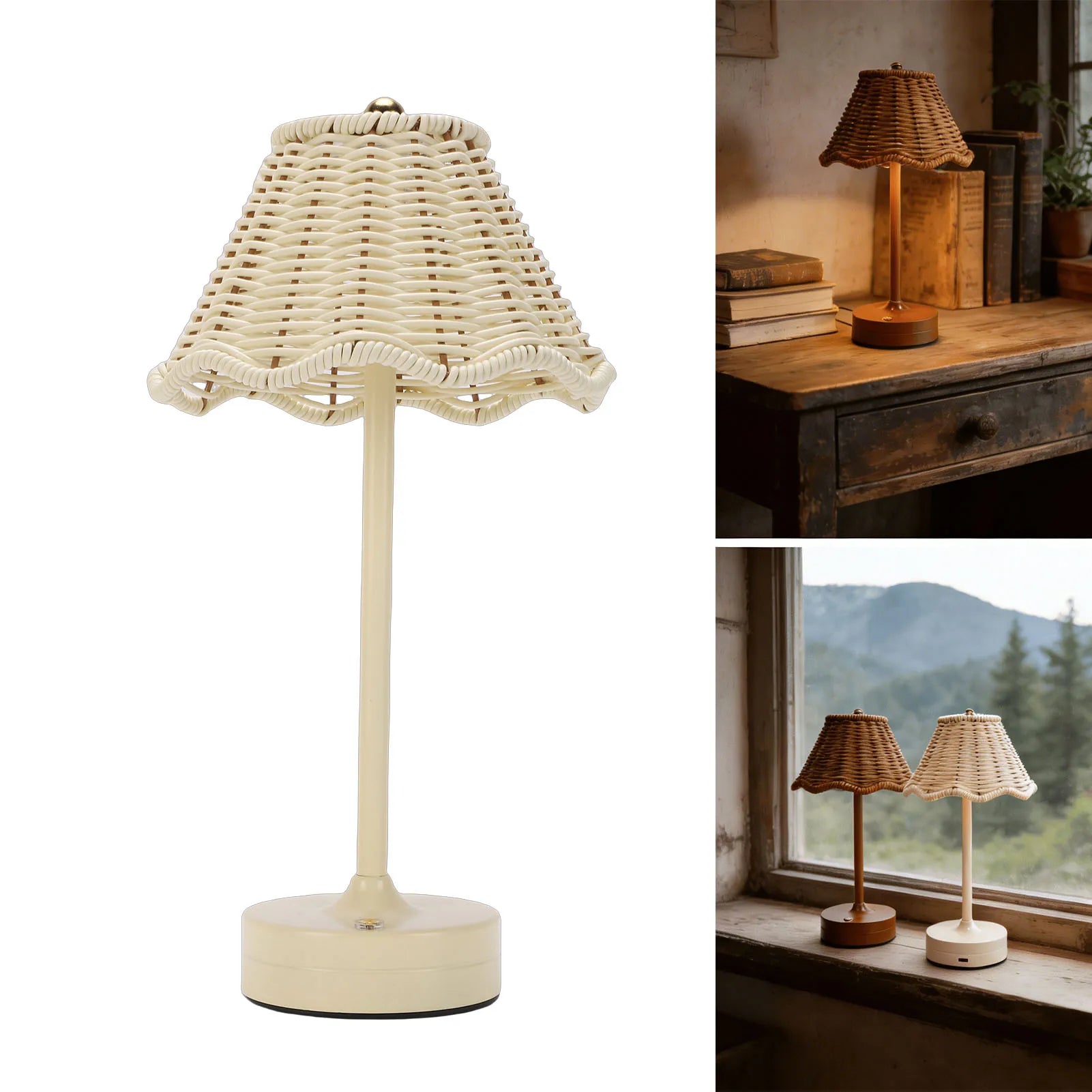 Abajur Avnaara - Rattan Natural - mesa lateral boho natural
