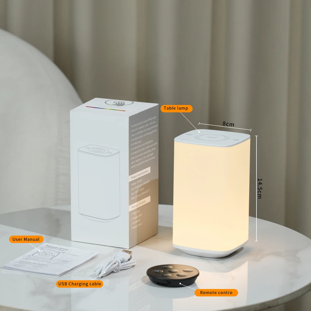 Luminária Touch Recarregável RGB Controle Remoto Timer