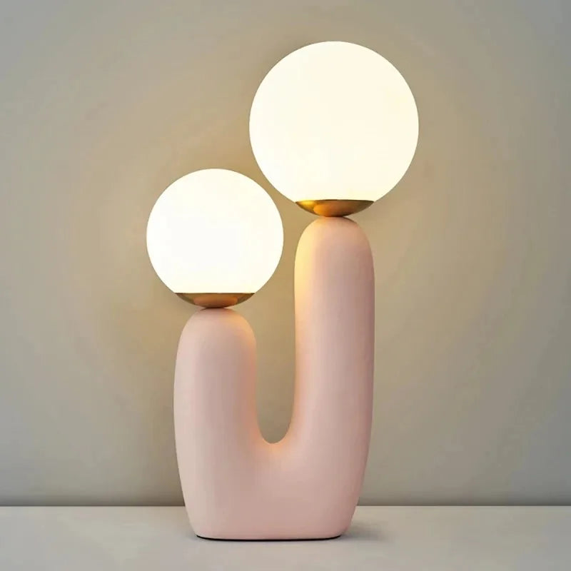 Luminária de Mesa Vidro e Resina Artística Nórdica – Quarto e Restaurante
