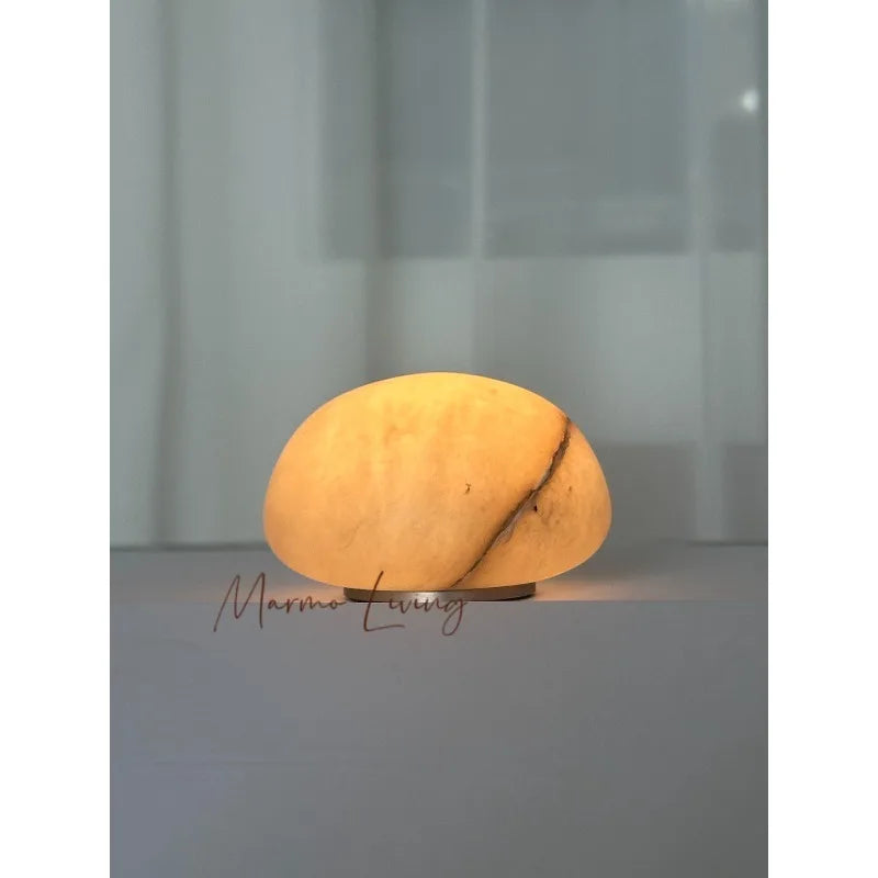 Luminária de Mesa em Mármore Natural Recarregável – Sala e Quarto de Luxo