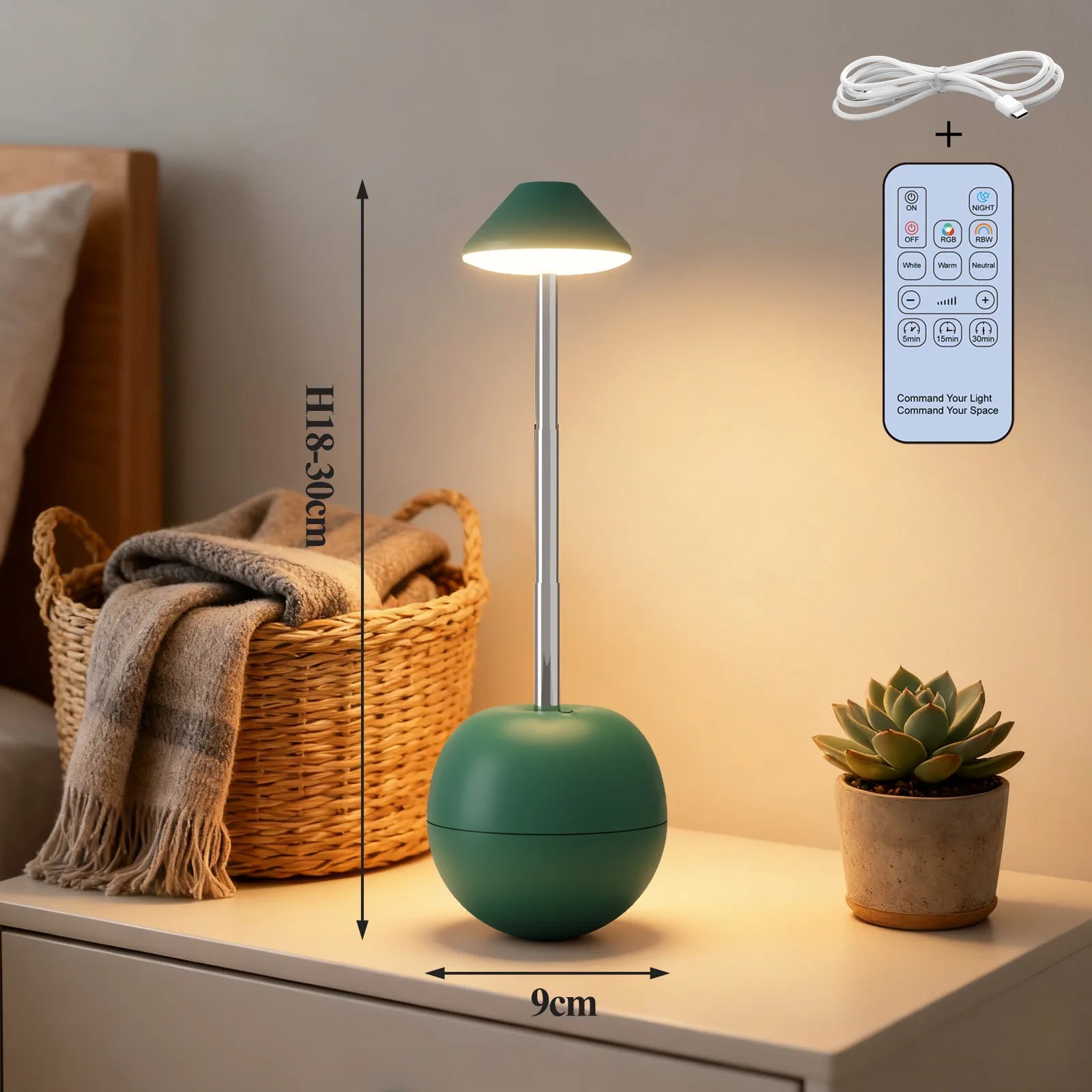 Luminária de Mesa LED Recarregável Decorativa com Controle Remoto