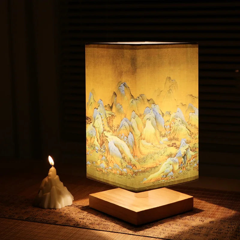 Luminaria de Mesa Avtaia - Madeira Nogueira - home office oriental
