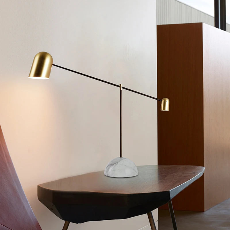 Luminária de Mesa Base Mármore Designer com Regulagem – Sala e Quarto