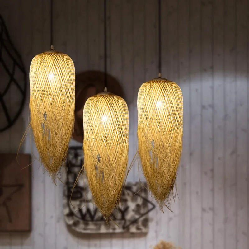 Pendente de Bambu Artesanal Boho — Para Sala, Quarto e Restaurante