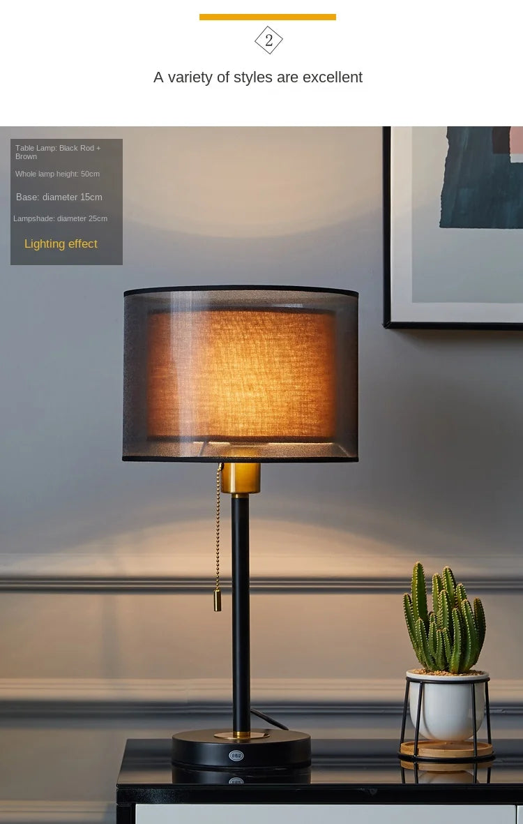 Luminária Mesa Ouro Americana Retrô Nórdica Luxo LED Quarto