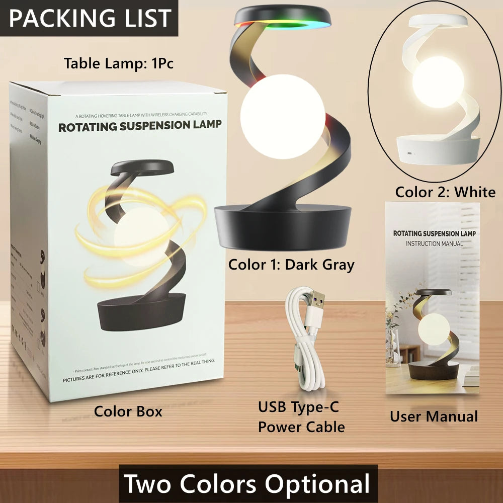 Luminária de Mesa Flutuante com Carregador Sem Fio 15W e RGB