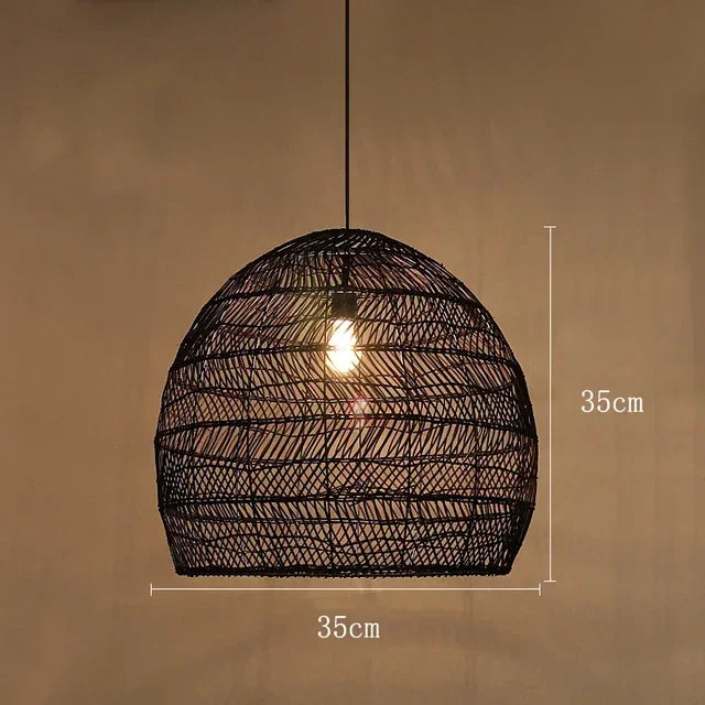 Pendente Elroa - Rattan e Linho - hall boho natural