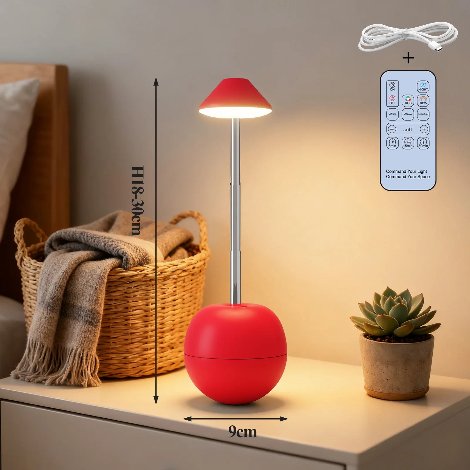 Luminária de Mesa LED Recarregável Decorativa com Controle Remoto