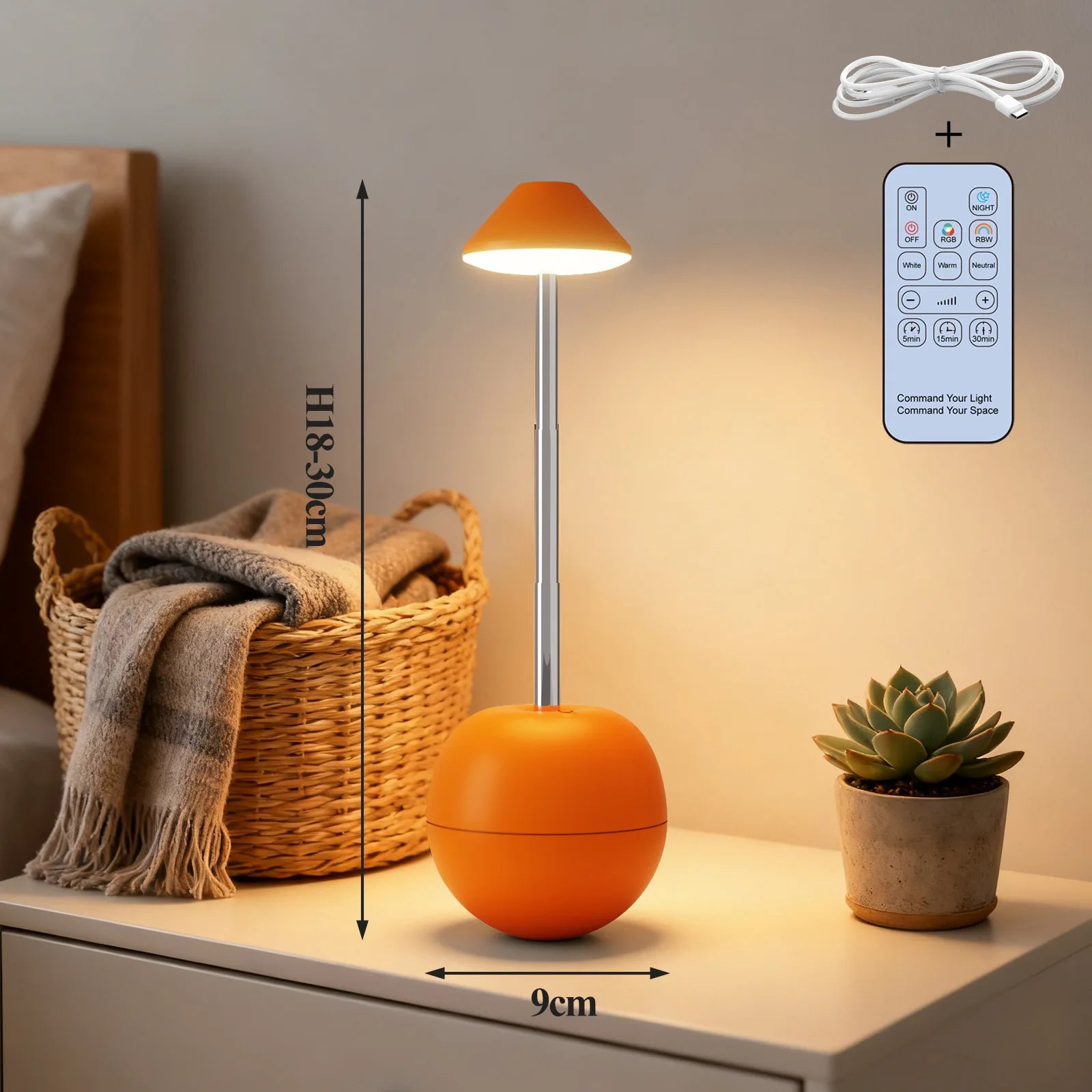 Luminária de Mesa LED Recarregável Decorativa com Controle Remoto